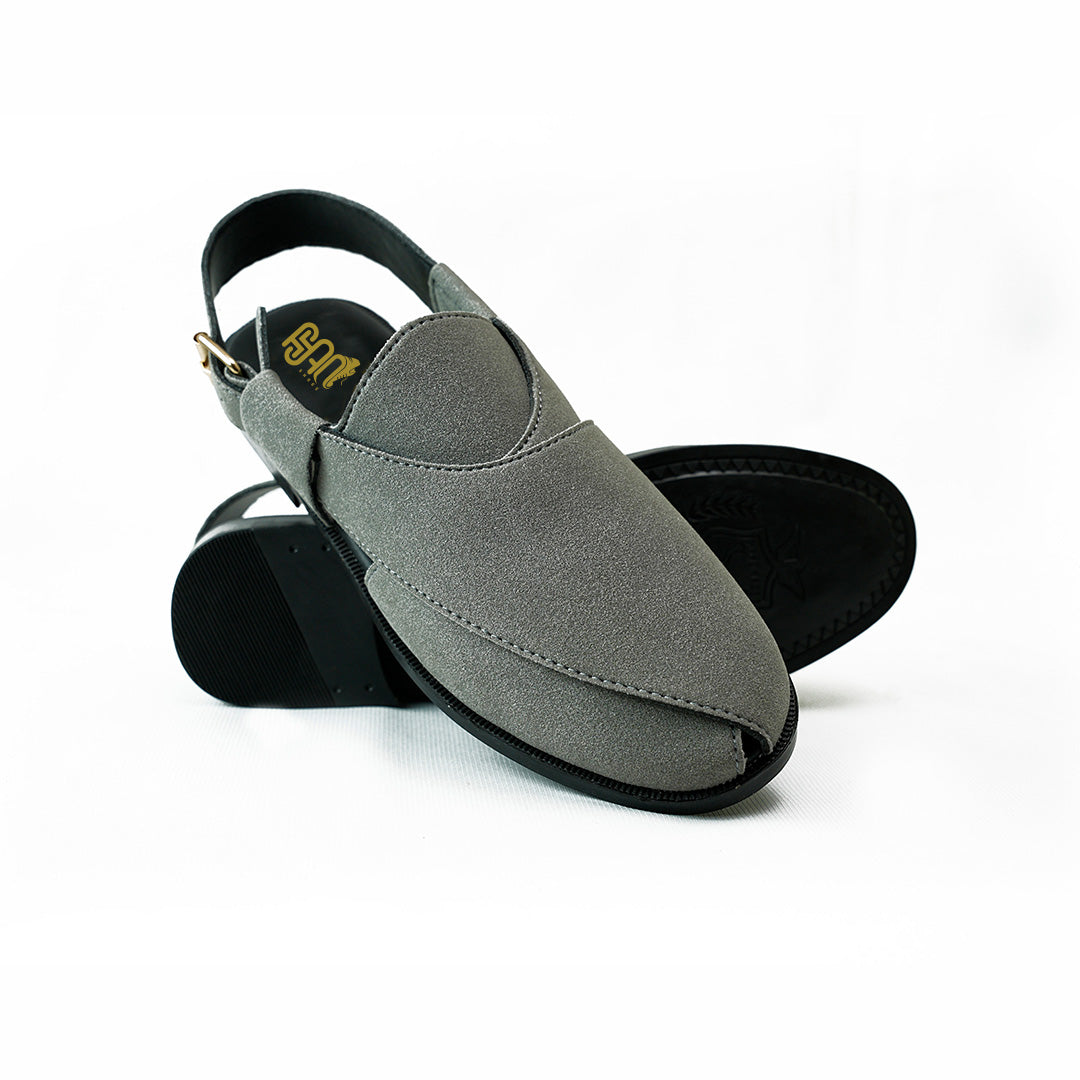 Handmade Leather Suede Grey Sandal - SR-066