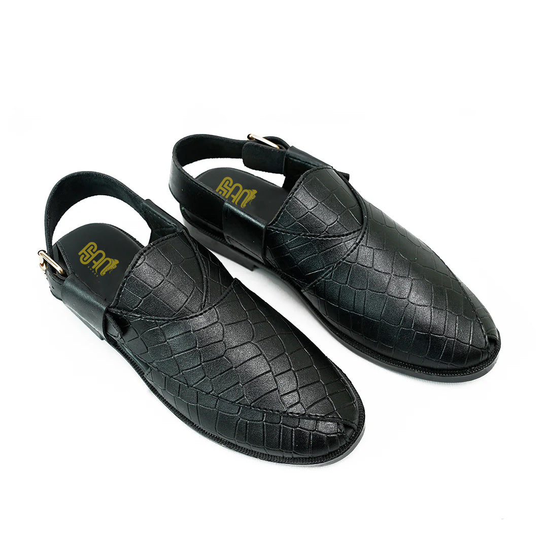 Handmade Leather Casual Classic Black Sandal - SR-073