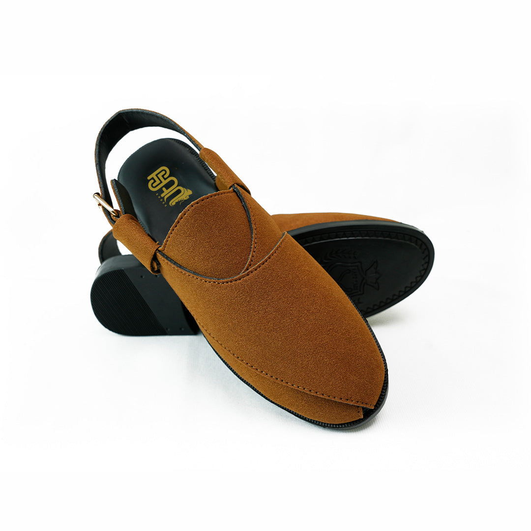 Handmade Leather Suede Brown Sandal - SR-067