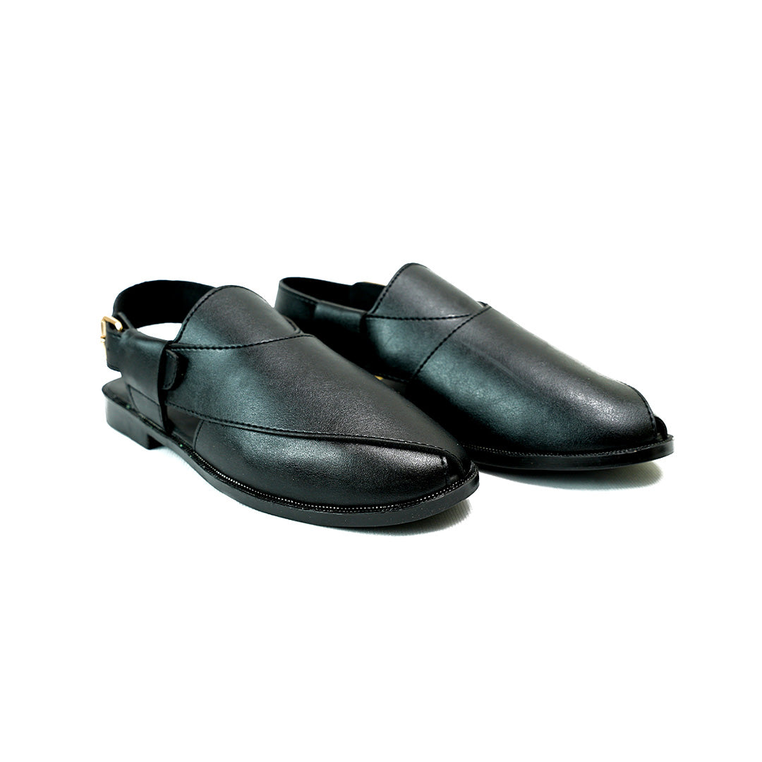 Handmade Leather Casual Black Peshawari Sandal- SR-072