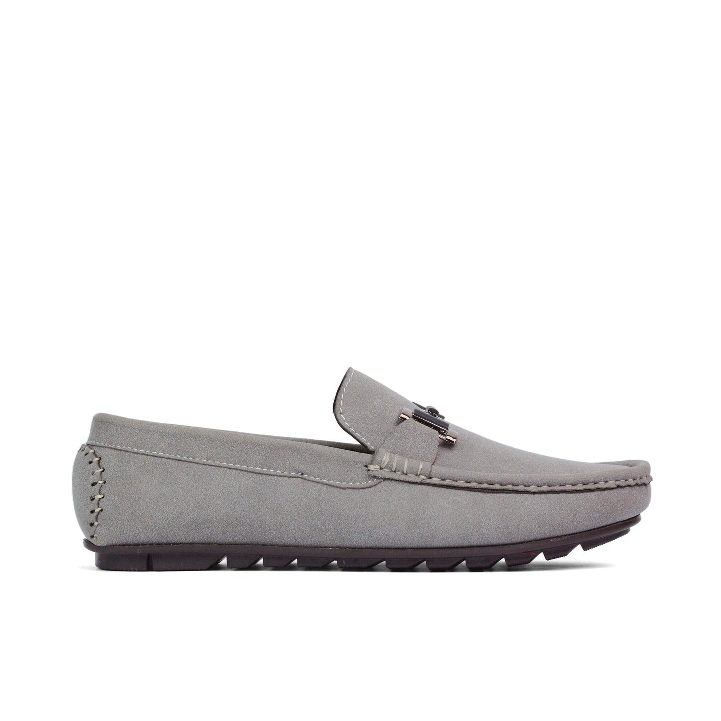 Grey Suede Buckle loafer - AY-099
