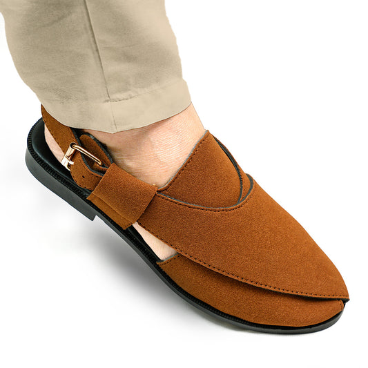 Handmade Leather Suede Brown Sandal - SR-067