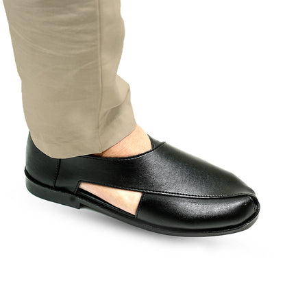 Handmade Leather Casual Classic Black Sandal - SR-077