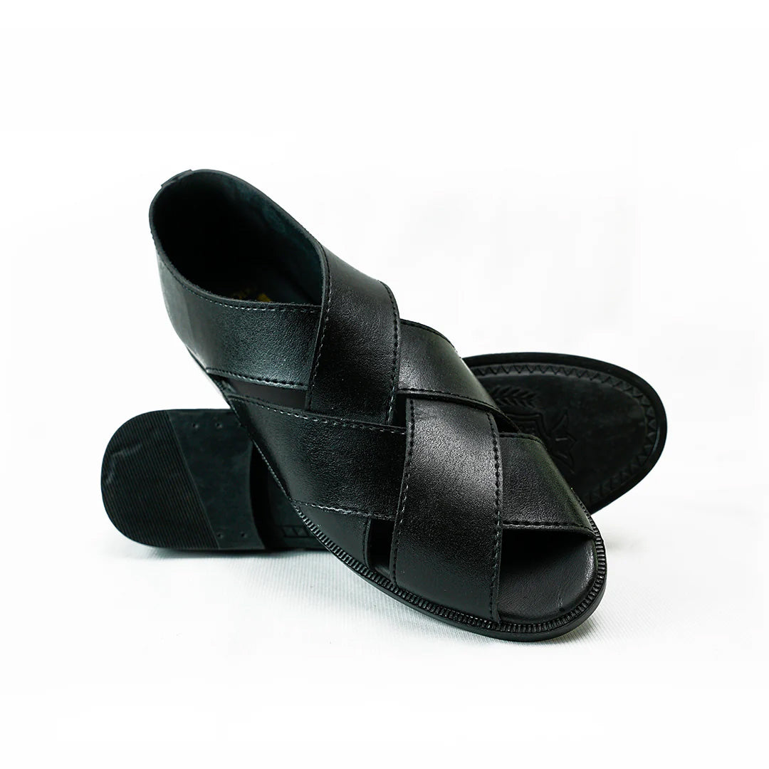 Handmade Leather Casual Classic Black Sandal - SR-070