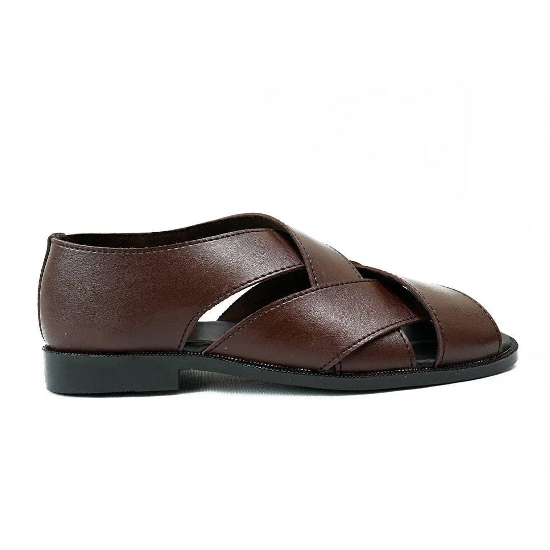 Handmade Leather Casual Classic Brown Sandal - SR-071