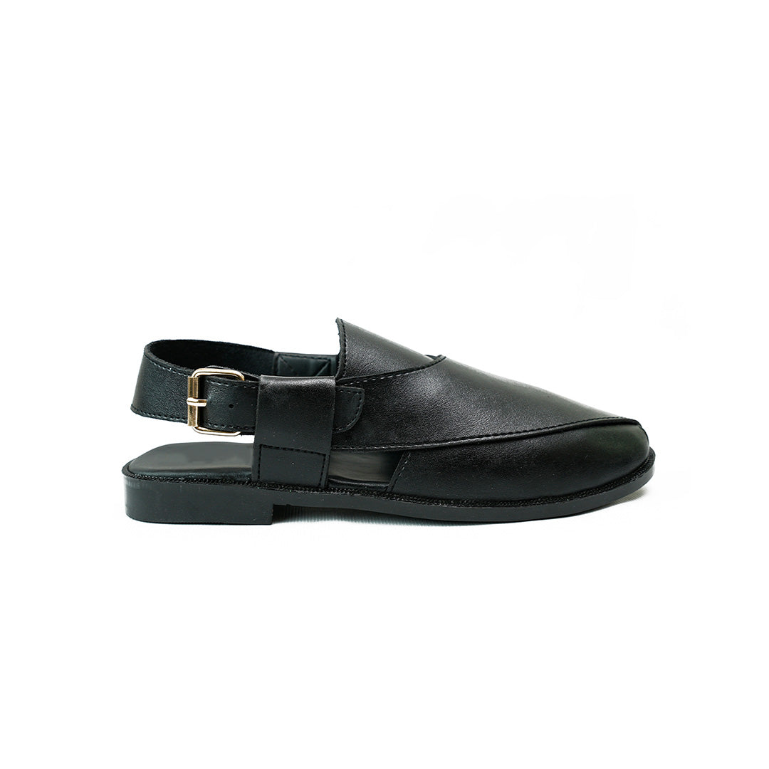 Handmade Leather Casual Black Peshawari Sandal- SR-072