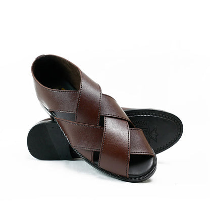 Handmade Leather Casual Classic Brown Sandal - SR-071