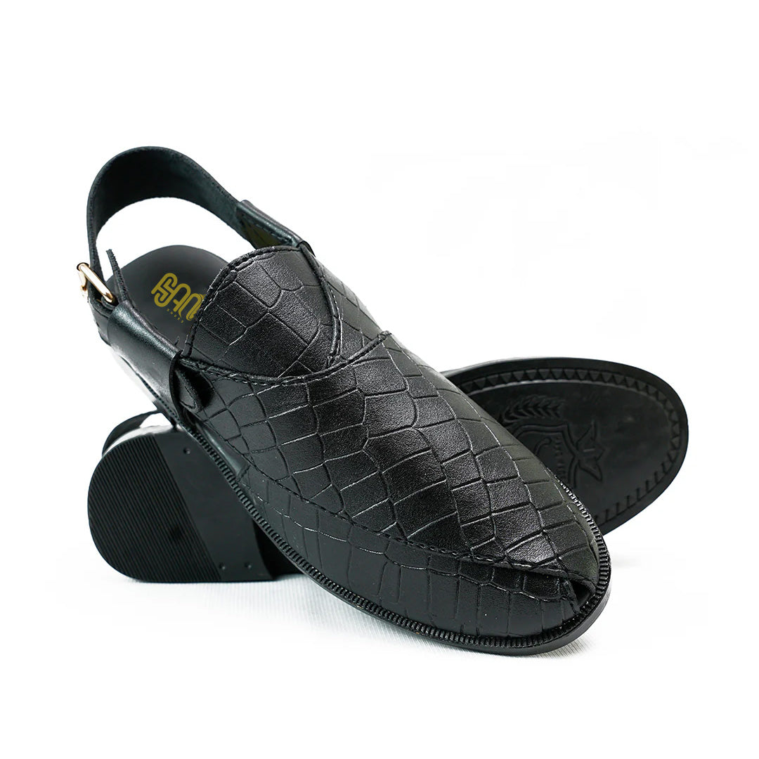 Handmade Leather Casual Classic Black Sandal - SR-073