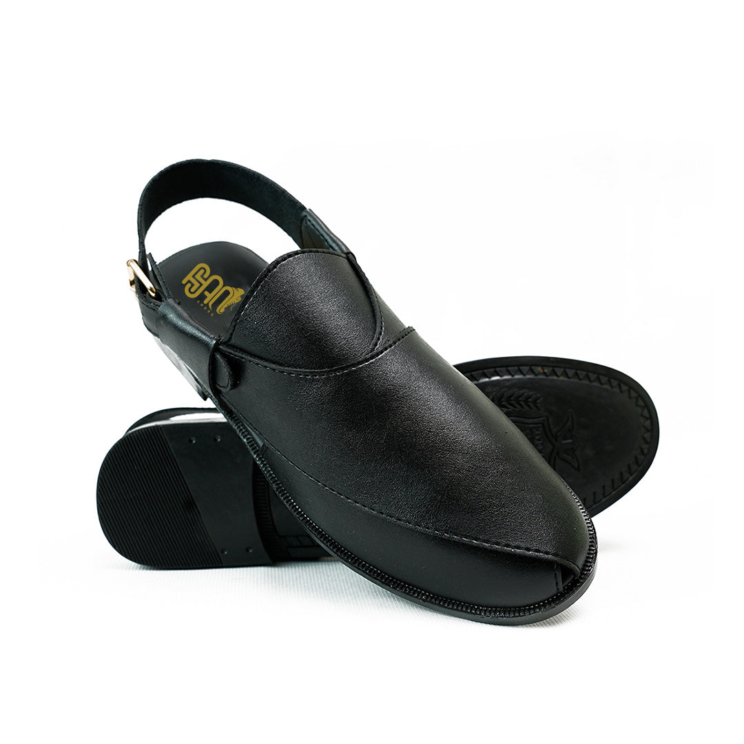 Handmade Leather Casual Black Peshawari Sandal- SR-072