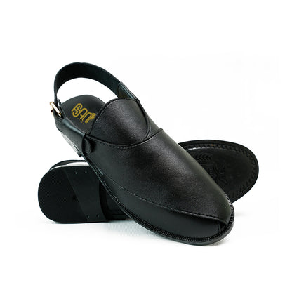 Handmade Leather Casual Black Peshawari Sandal- SR-072