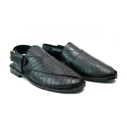 Handmade Leather Casual Classic Black Sandal - SR-073