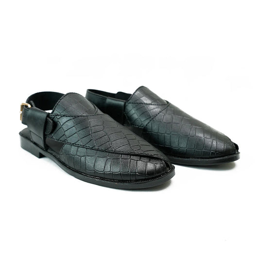 Handmade Leather Casual Classic Black Sandal - SR-073