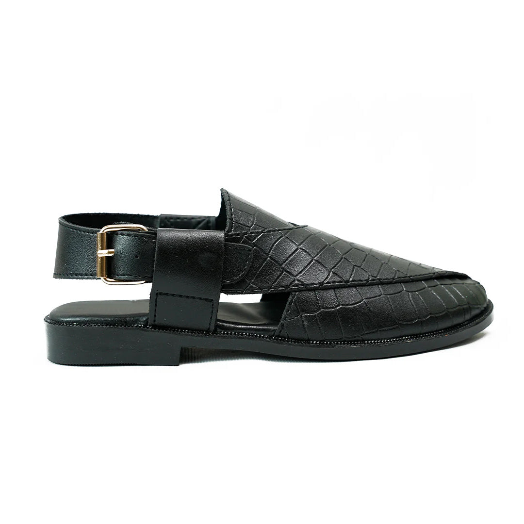 Handmade Leather Casual Classic Black Sandal - SR-073