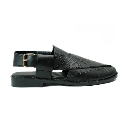 Handmade Leather Casual Classic Black Sandal - SR-073