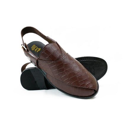 Handmade Leather Casual Texture Brown Peshawari Sandal- SR-075