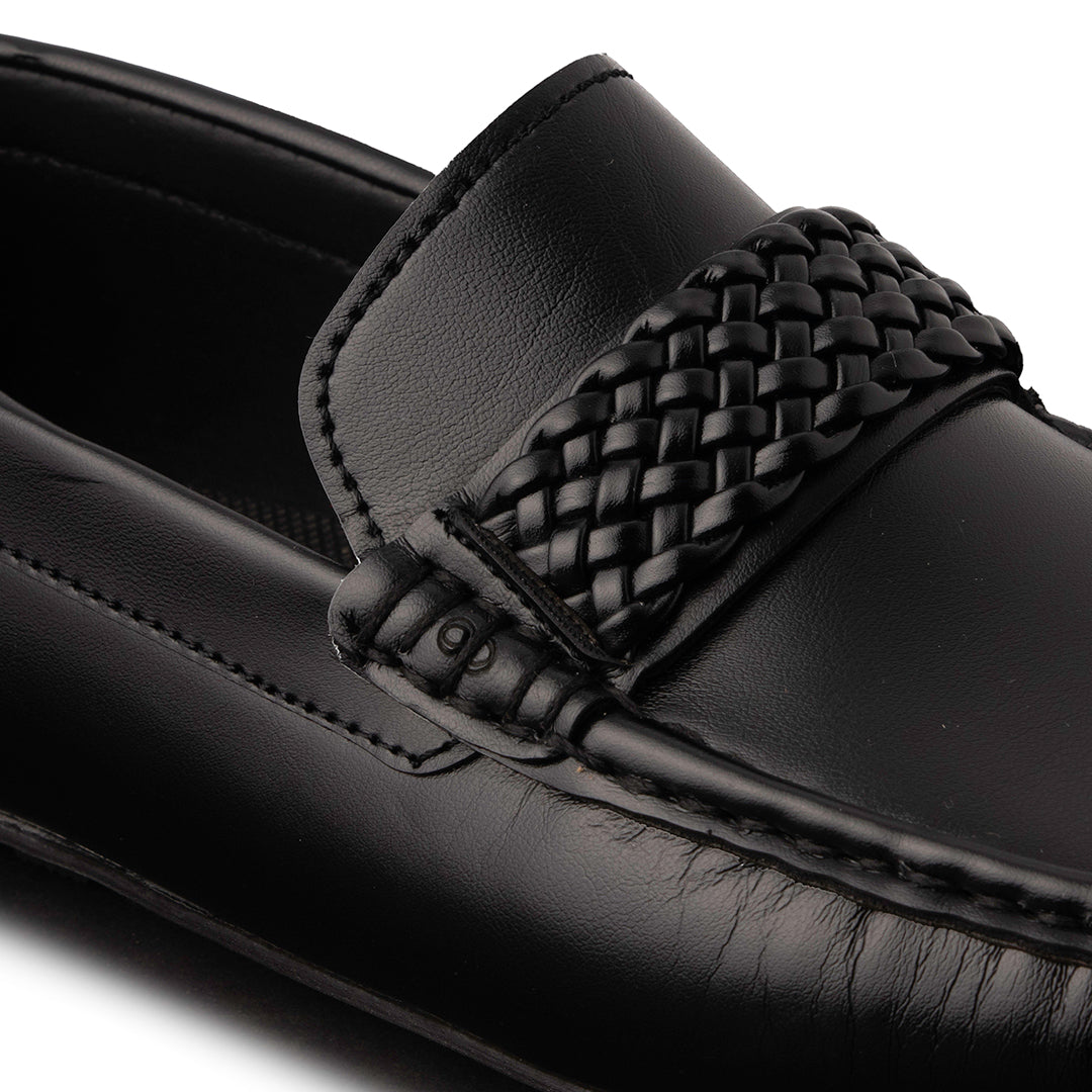 Black Leather Comfort Loafers Shoes - AY-001