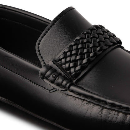 Black Leather Comfort Loafers Shoes - AY-001
