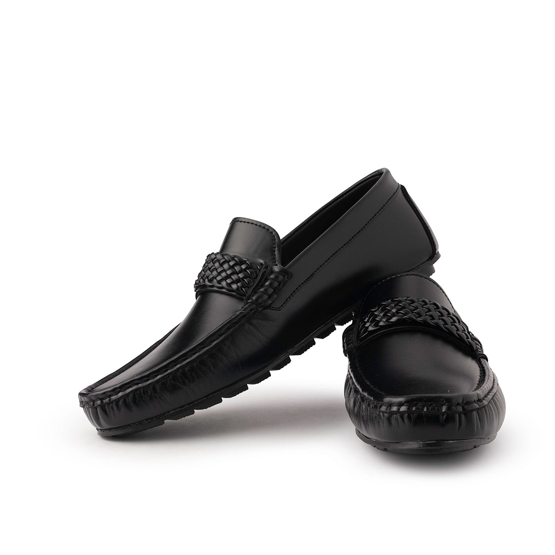 Black Leather Comfort Loafers Shoes - AY-001