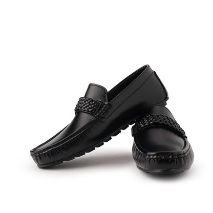 Black Leather Comfort Loafers Shoes - AY-001