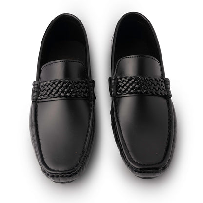 Black Leather Comfort Loafers Shoes - AY-001