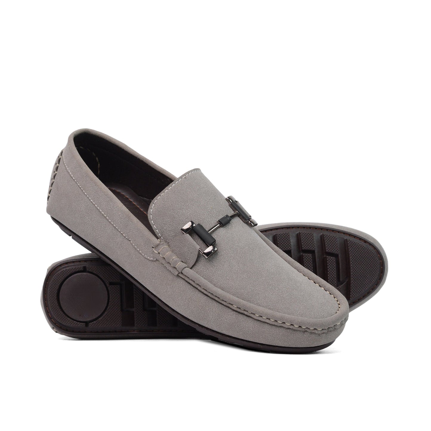 Grey Suede Buckle loafer - AY-099