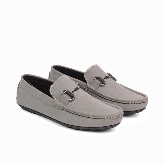 Grey Suede Buckle loafer - AY-099