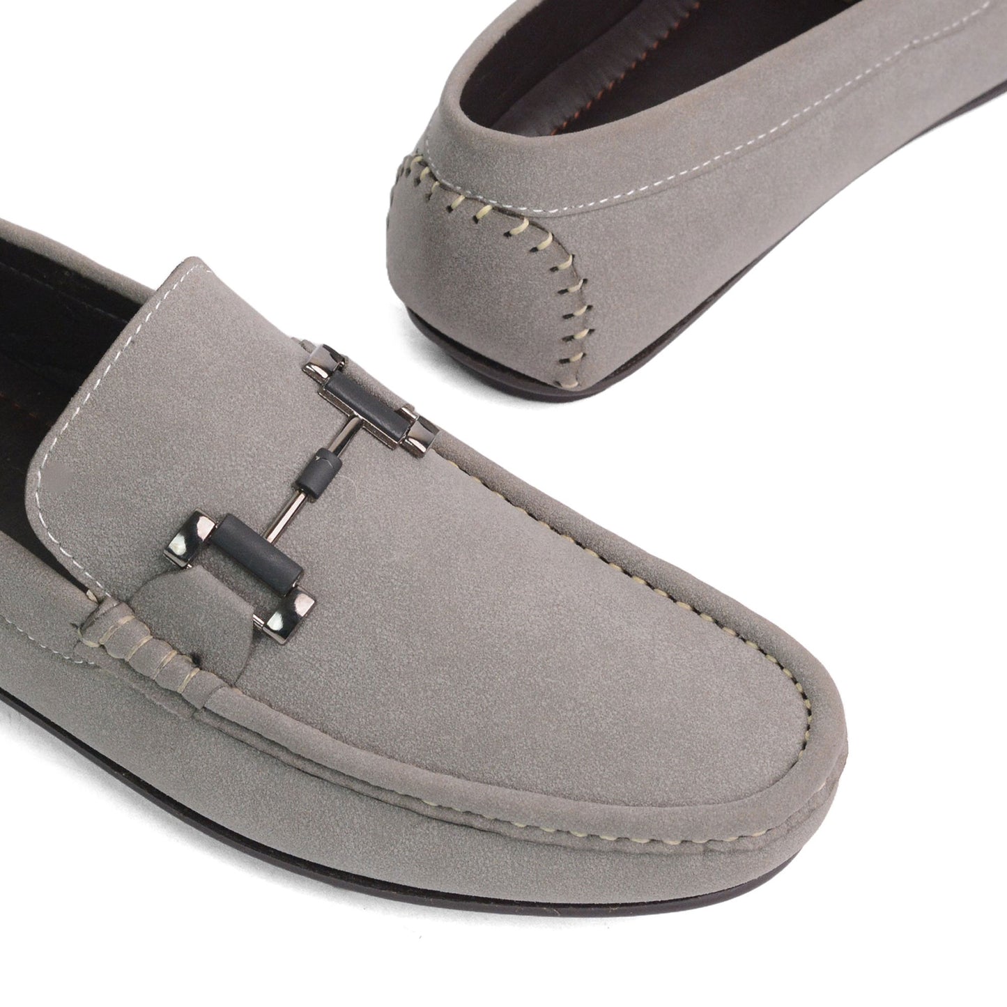 Grey Suede Buckle loafer - AY-099