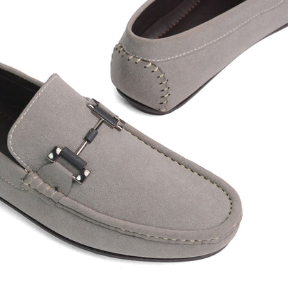 Grey Suede Buckle loafer - AY-099